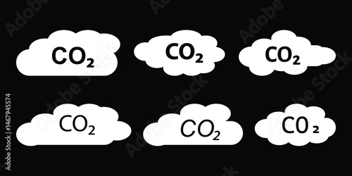 CO2 emissions icon. Ecology and environment symbol, carbon dioxide pollution, reduce co2 gas, carbon reduction cloud, zero carbon emission. 