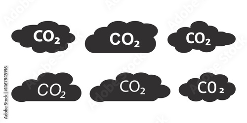 Low carbon dioxide icon symbol collection on white background.
