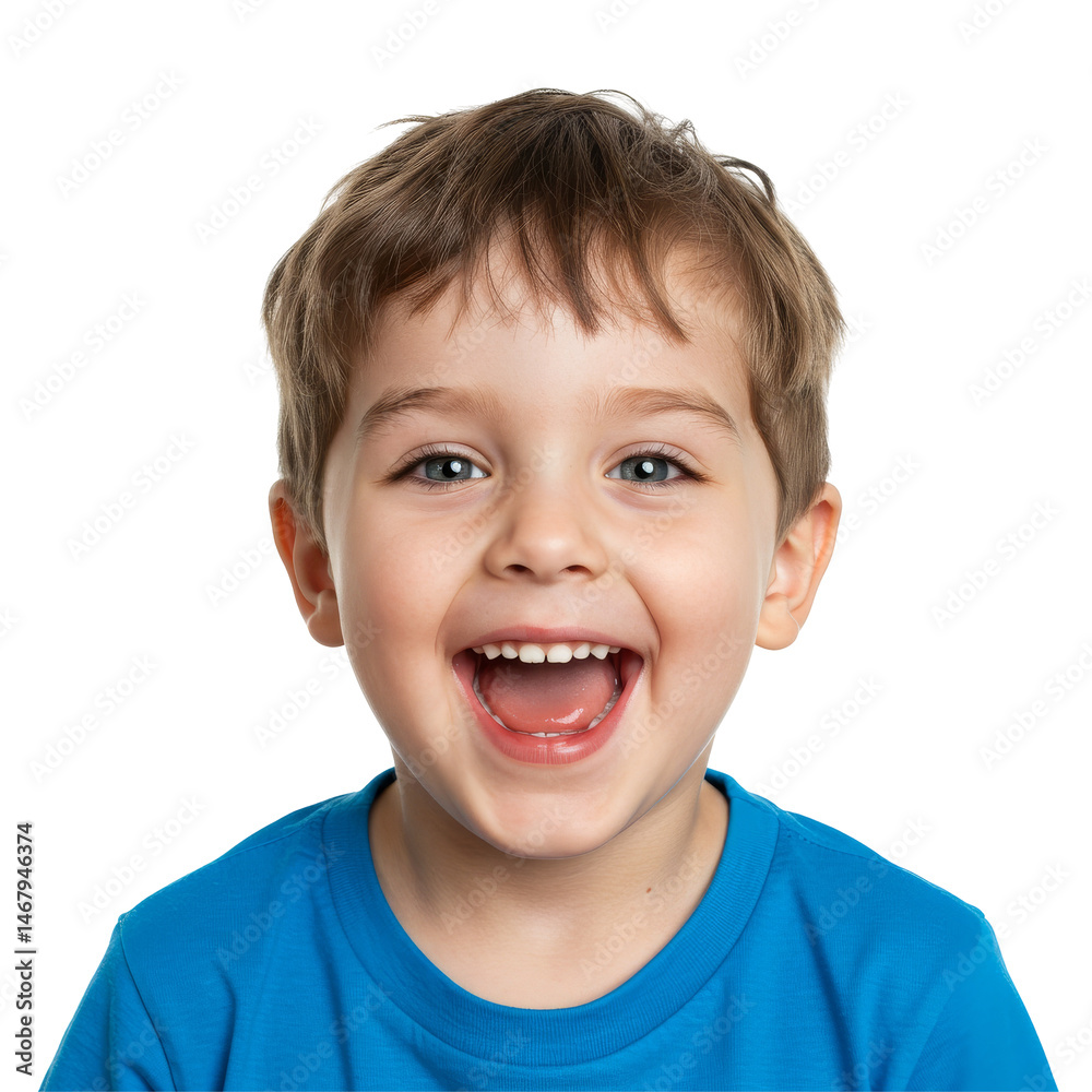 Portrait of happy excited amazed open mouth kid isolated on transparent background, Happy Kid PNG 