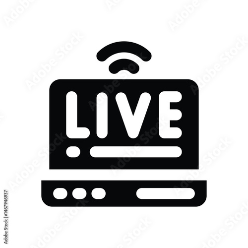 live stream glyph icon. Strong and solid vector icon for websites, mobile interfaces, presentations, and visual branding. High quality and easy to edit.