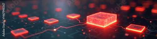 LinkedIn banner featuring a digital marketing dashboard with glowing coral blocks, showcasing marketing performance concepts in a sleek design.