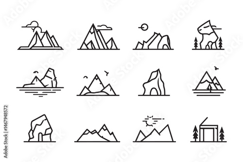 Abstract Boulder Line Art Drawing