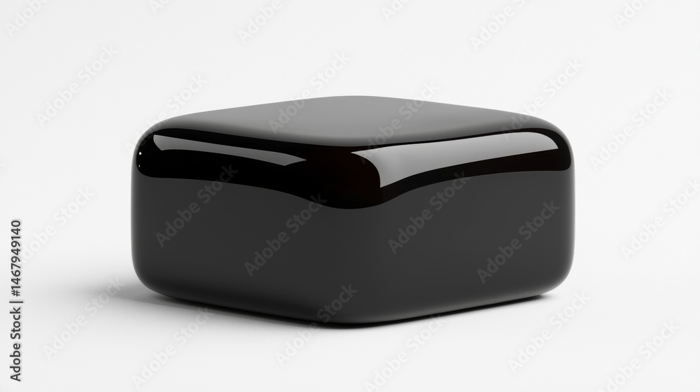 A 3D rendering of a black cube with a glossy finish. A 3D rendering of a black cube with a glossy finish.