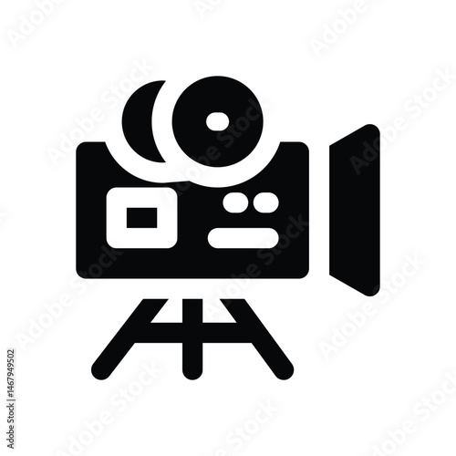 film camera glyph icon. Strong and solid vector icon for websites, mobile interfaces, presentations, and visual branding. High quality and easy to edit.