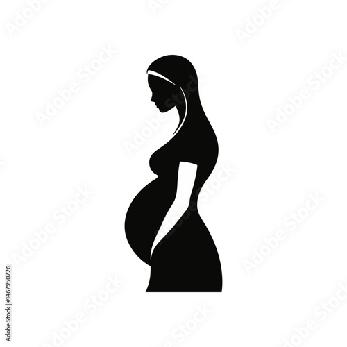 Silhouette of Pregnant Woman in Profile View