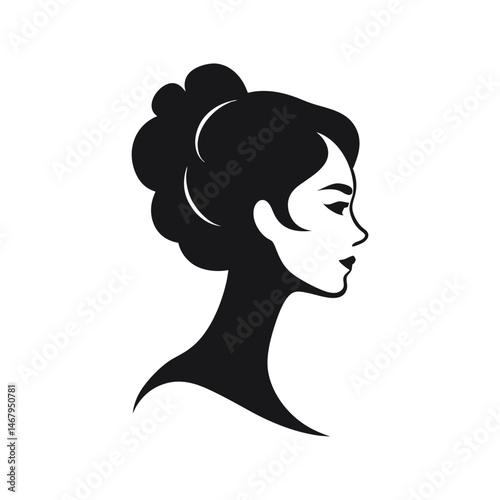 Elegant Woman Silhouette Profile with Updo Hairstyle