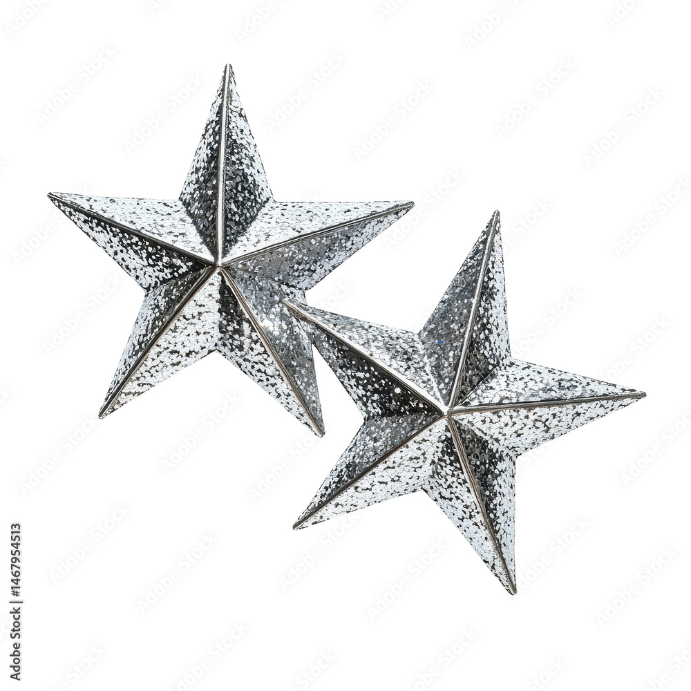 Twinkling Silver Stars isolated on transparent background . Twinkling Silver Stars isolated on transparent background .