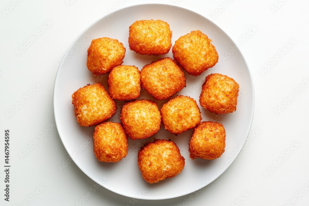 Pile of golden hash browns on white background Pile of golden hash browns on white background
