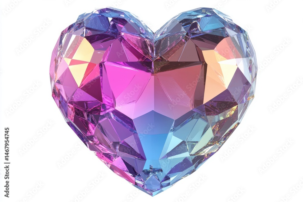 Fototapeta premium Heart shaped crystal object displayed on white background