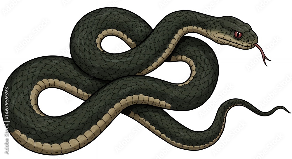 Obraz premium Dark gray snake illustration