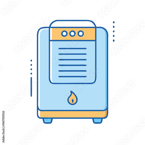 Illustration of portable space heater appliance for home heating and indoor comfort system