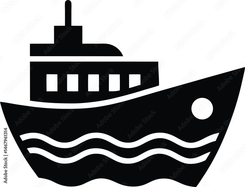 Fototapeta premium Boat Water Transport Icon Vector Illustration
