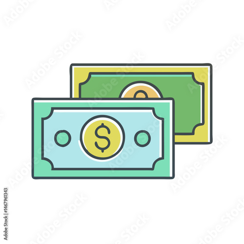 Illustration of money currency cash dollar finance income payment wealth savings investment funds earning concept