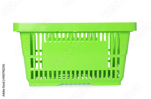 One green shopping basket isolated on white