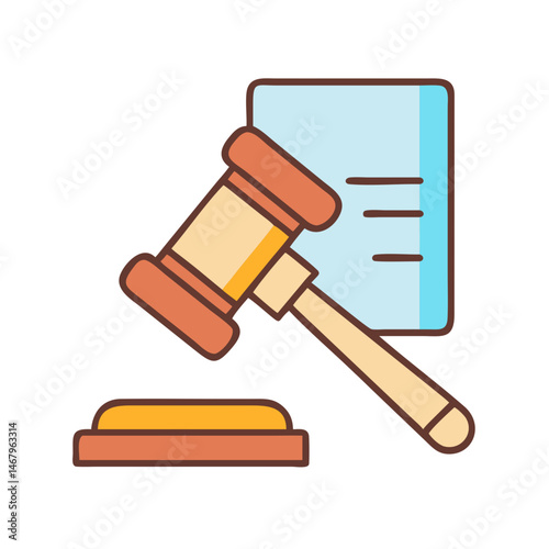 Gavel and document illustration representing law legal justice and court proceedings concept design