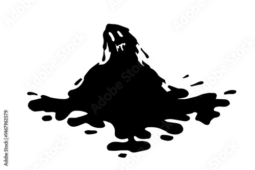 Silhouette, shadow of halloween character, scary flying monster, behemoth. Vector graphics.
