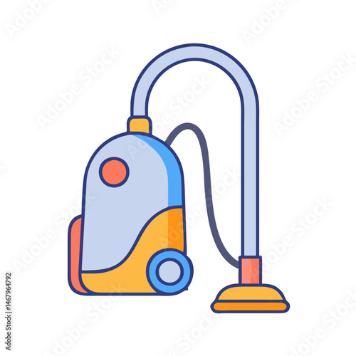 Illustration of a canister vacuum cleaner for home cleaning and household appliance concept design