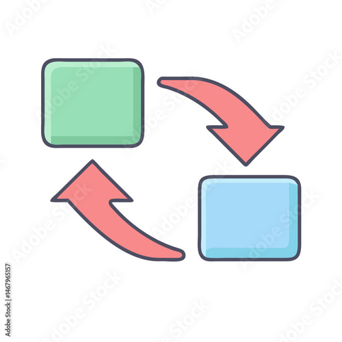 Circular flow chart diagram infographic template with arrows and boxes illustration vector