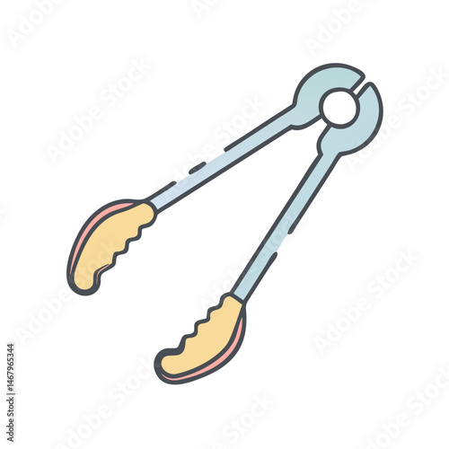 Illustration of kitchen tongs cooking tongs serving tongs bbq tongs food tongs for grilling tools