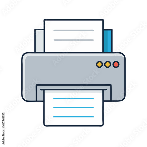 Find printer machine vector icon illustration for office document printing and scanning needs