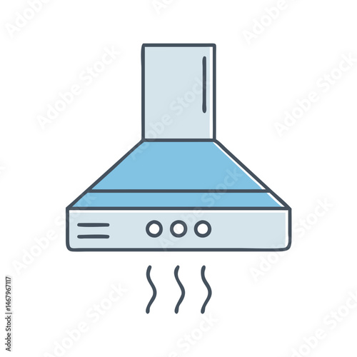 Kitchen exhaust fan hood vent illustration for cooking ventilation and air purification system