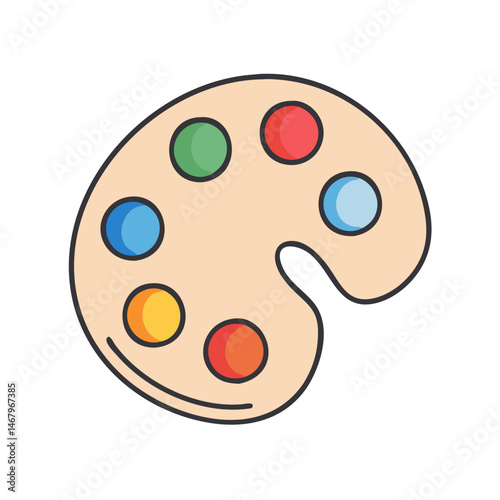 Artist paint palette with colorful paints illustration for art and creative design projects