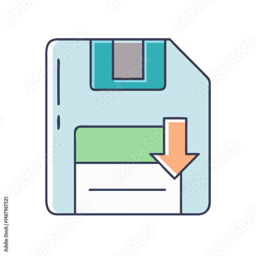Download save icon floppy disk data storage file transfer backup information technology concept