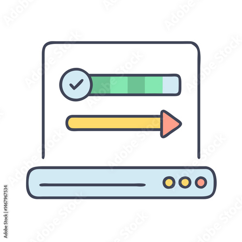Progress bar ui design interface element for website application development process complete task