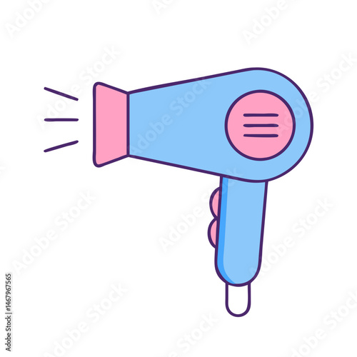 Cute cartoon hair dryer vector illustration for beauty salon and hair care product design concept