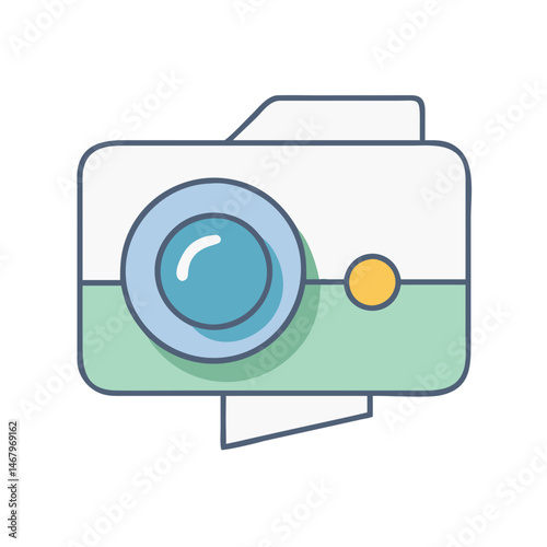 Vintage camera photography equipment retro style camera lens shutter photo taking device icon image