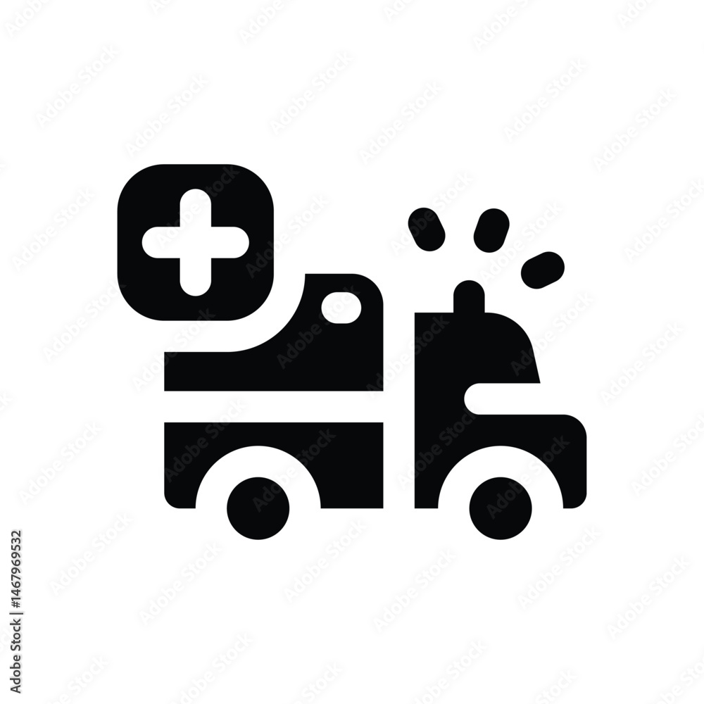 Fototapeta premium ambulance glyph icon. Strong and solid vector icon for websites, mobile interfaces, presentations, and visual branding. High quality and easy to edit.