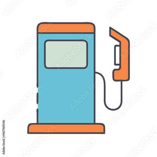Isolated gas station pump vector illustration for fuel industry and service design needs
