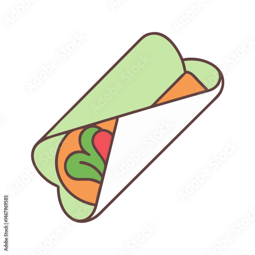 Delicious burrito wrap with fresh ingredients vector illustration for food lovers and chefs