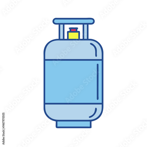 Isolated blue propane tank vector illustration for gas cylinder storage and fuel container use