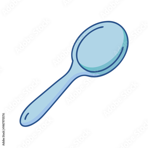Illustration of a light blue spoon for eating, cooking, kitchenware and food related designs
