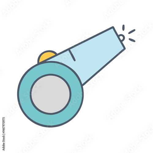 Vector illustration of a blue whistle for sports referee coach and safety equipment blowing sound