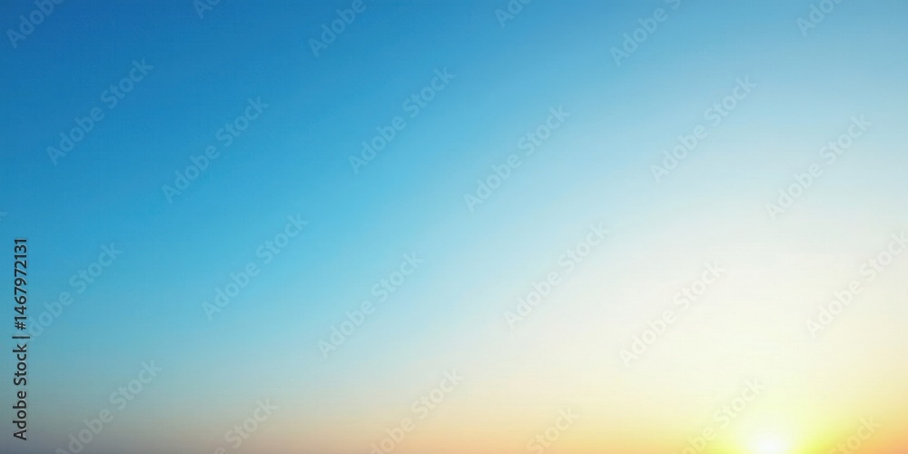 Naklejka premium Smooth Gradient of Light Blue Blending into Soft Yellow and White, Creating a Calm and Serene Abstract Sky Background at Sunrise or Sunset.