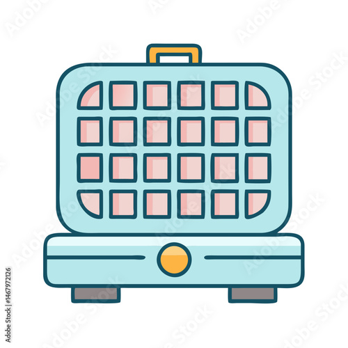 Waffle maker illustration for breakfast waffles cooking appliance kitchenware equipment design idea