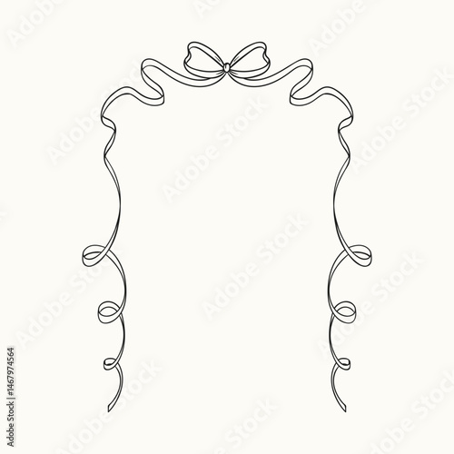 Retro frames made of ribbons and baets. Vector simple hand drawn illustration.