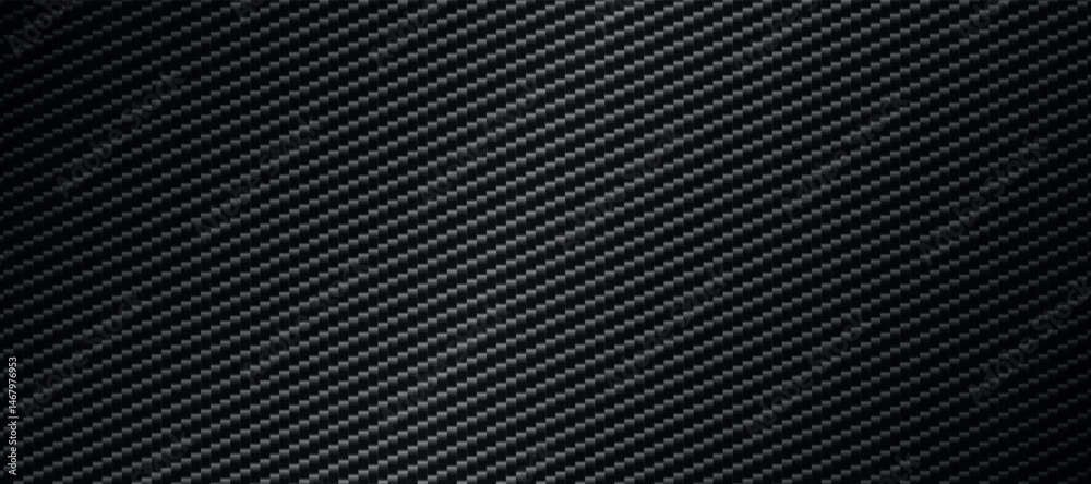 Naklejka premium Panoramic dark carbon fiber texture with highlights - Vector illustration