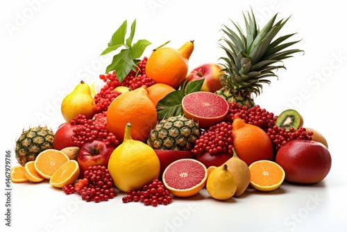 Vibrant Tropical Fruit Collection Isolated on Transparent Background