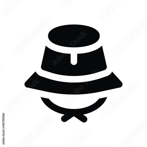 bucket hat glyph icon. Strong and solid vector icon for websites, mobile interfaces, presentations, and visual branding. High quality and easy to edit.
