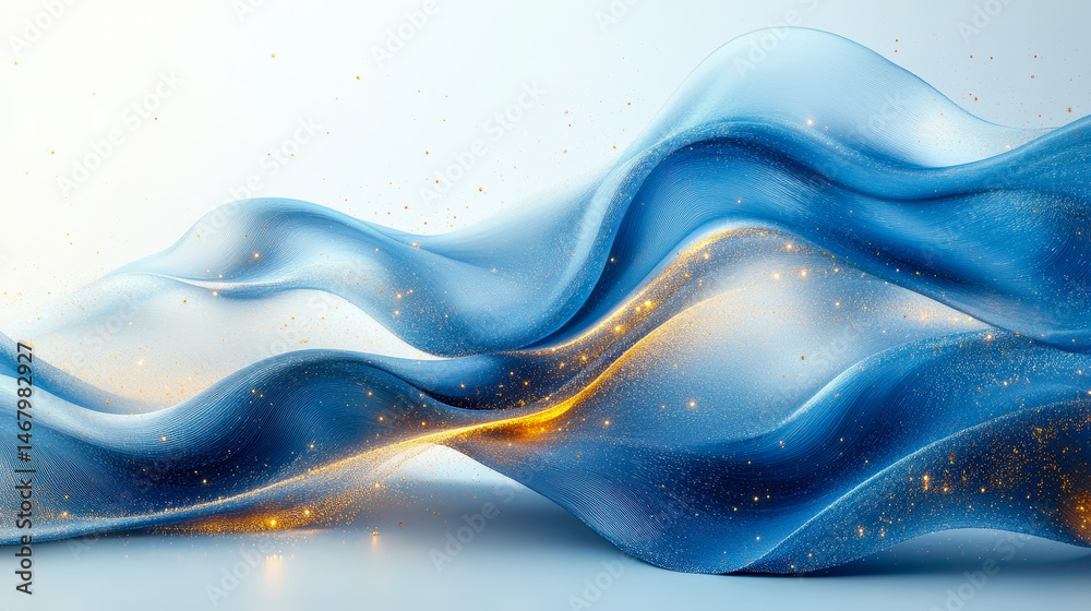 Abstract Blue Waves with Fluid Gradient Curves and Soft Shadows on Modern Minimalist Background, Dynamic Motion Design Ideal for Digital Art, Web Graphics, and Contemporary Artistic Concepts