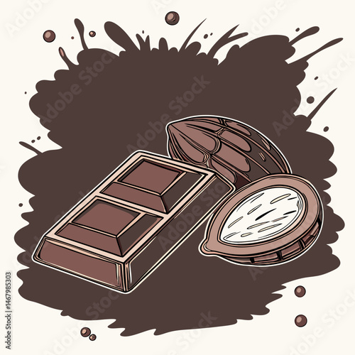 illustration of a chocolate cake with chocolate