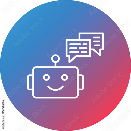 Chat Bot Line Gradient Circle Background Icon