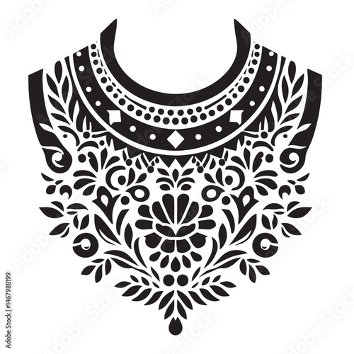 Decorative vector design with floral elements and ornamental embellishments for various fashion applications