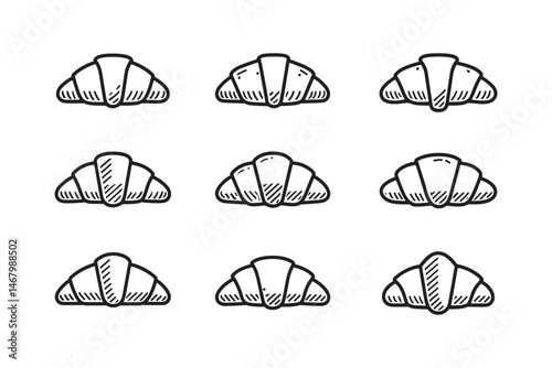 Line art croissant in modern design