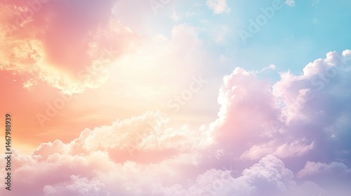 Dreamy Pastel Sky Clouds bathed in soft sunset hues.