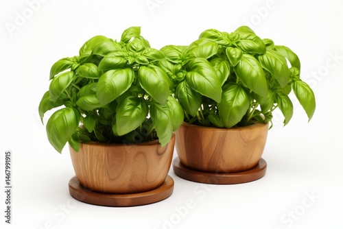 Fresh Basil and Rosemary Saplings Isolated on Transparent Background