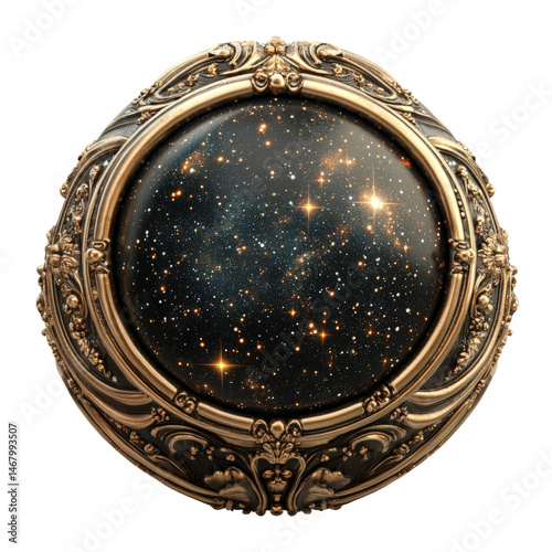 Galactic exploration cosmic wonders in a celestial frame space isolated on transparent background